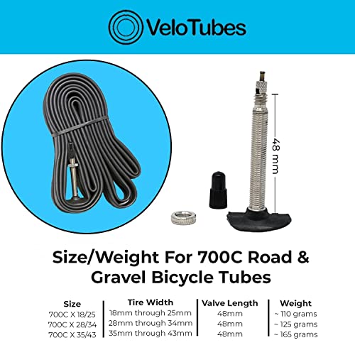 Velotubes 700C X 28/34 Road & Gravel 48Mm Presta Valve Bicycle Inner Tubes - Bulk 6 Pack #TOP4
