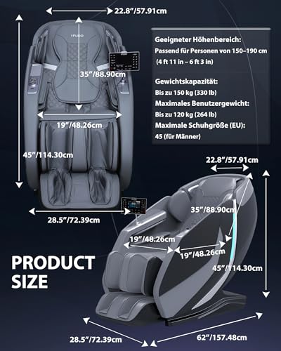 PUDO 4D Massagesessel Massagestuhl Ganzkörpermassage: Massagesessel mit Wärmefunktion Massage Stuhl Massage Chair - Schwarzgrau – Bild 3