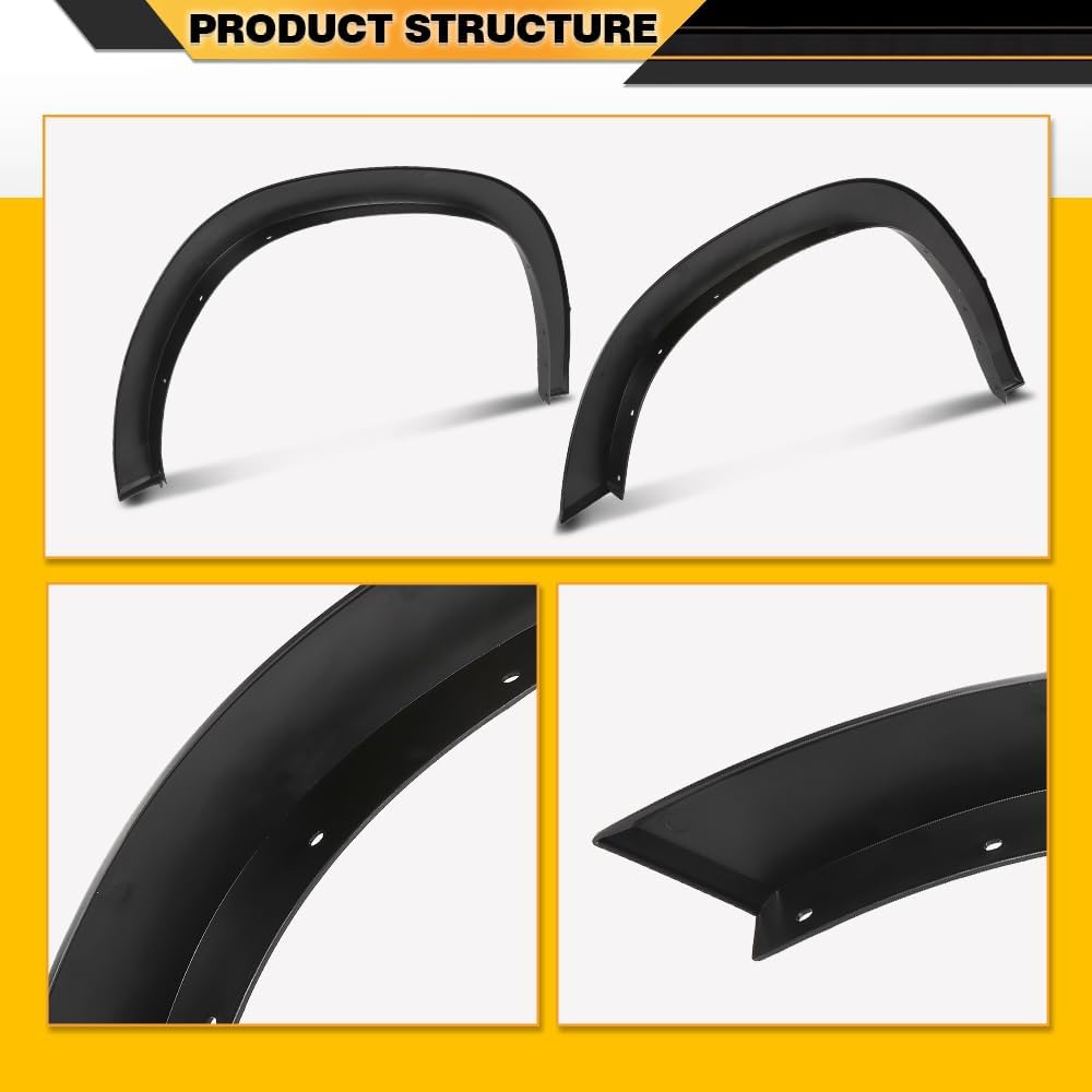 CNNELL Factory Style Fender Flares 4Pcs Compatible with Dodge Ram 1500 2019-2024, Not Fit 1500 Classic & Rebel & TRX Models Wheel Fender Arch Molding Trim Set Black