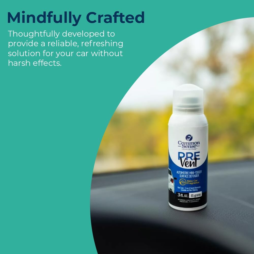 PreVent Car Fogger Deodorizing Air Refresher by Smart Common Sense, Long-Lasting Odor Control Spray for Vehicles, Lemongrass Fragrance, 3 fl. Oz 3-Pack