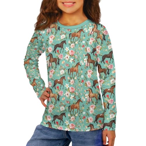 Image of Kids Long Sleeve Shirts for Girls 3-16 Year Old Cute Clothes for Teen Girls Casual Workout Tops