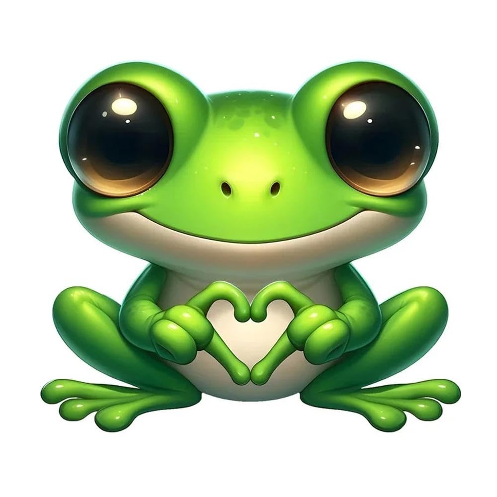 14x12cm Green Frog with Heart Car Sticker for Cars Trucks Motorcycles Walls Windows PVC Material