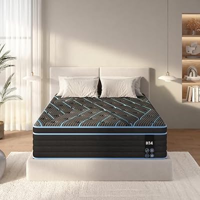 HomJoones Queen Size Mattress,12 Inch Hybrid Mattress,Certipur-Us Certified Memory Foam,Individually Pocketed Innerspring,Breathable Knitted Fabric,Bed in A Box for The Living Room