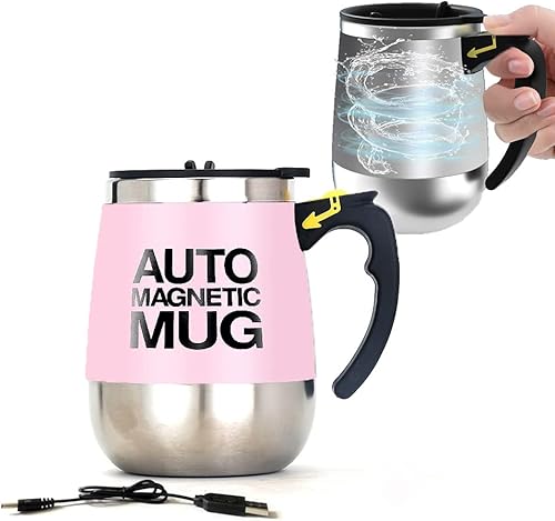 Taza autoagitadora Taza magnética recargable de acero inoxidable de mezcla automática para oficina, cocina, viajes, hogar, café, té, chocolate