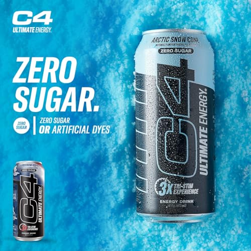 C4 Ultimate x Wounded Warrior Project Sugar Free Energy Drink Freedom Ice | 16oz (Pack of 24) | Pre Workout Performance Drink with No Artificial Colors or Dyes