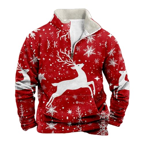 MARSVOVO Mens Fleece Sweatshirt Quarter Zip Long Sleeve Shirts Men Colorful Print Fashion Cowboy 1/4 Zipper Y2k Hoodies