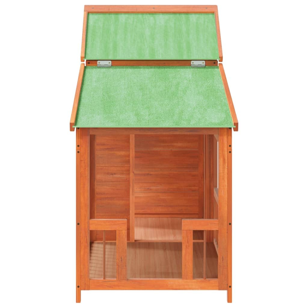 Festnight Caseta para Perros de Madera 143x60,5x109 cm Casa para Mascotas Refugio para Perros con Techo Asfáltico Impermeable Perrera Madera Balcón para Interior Exterior Natural