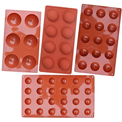 Semi Sphere Silicone Mold 4 Pcs Variety Sizes Half Sphere Chocolate Silicone Mould Bakeware Set for CakeJelly PuddingDome Mousse68 1524 Holes