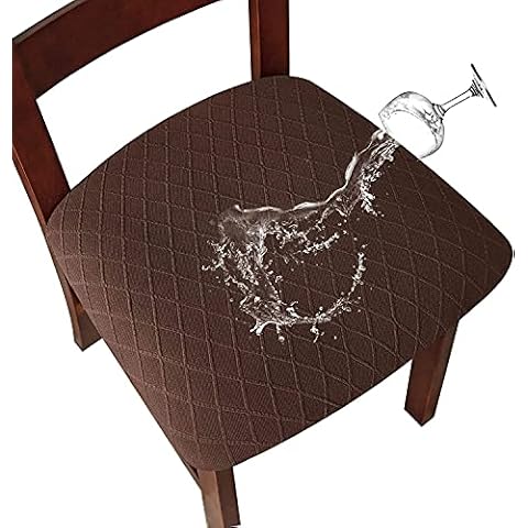 SHENGYIJING Stretch Diamond lattice Waterproof Chair Seat Covers for Dining Room Chairs Covers Dining Chair Covers Kitchen Chair Covers with Buckle (Coffee,1) Cover