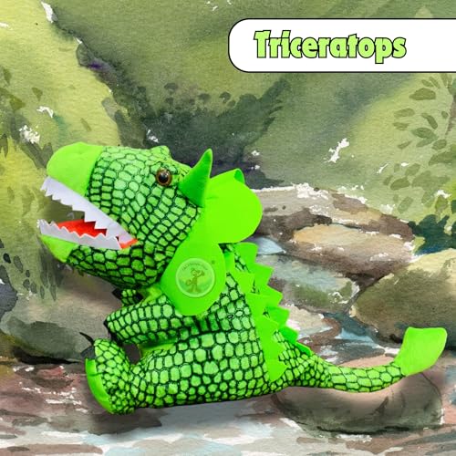 Image of Chi-Chimpu's Open Mouth Triceratops Dinosaur Hand Puppet for Kids | Storytelling Puppets for Kids | Interactive Plush Hand Pet for Learning | Eduational Toys for Fun Play | Ideal Gift for Childerns