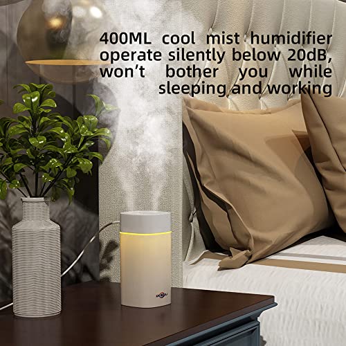 Ocbaili Cool Mist Humidifier, Portable Humidifier With Colorful Night Light, 2 Mist Modes, Auto Shut-Off, Super Quiet, Usb Personal Desktop Humidifier For Office/Bedroom/Travel/Plants (600Ml, White) #TOP4