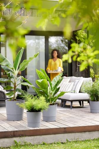 Miniatura 8 de Elho Greensense Aqua Care Round 30 - Macetero Por Interior Y Exterior - 100 Plástico Reciclado - Ø 29.5 X H 29.1 Cm - Gris Light Concrete