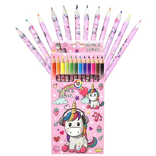 Crayons de Couleur Unicorn, Assortiment 12 Couleurs, Feutres de Couleurs pour les Enfants Fête D'école, Fête D'anniversaire