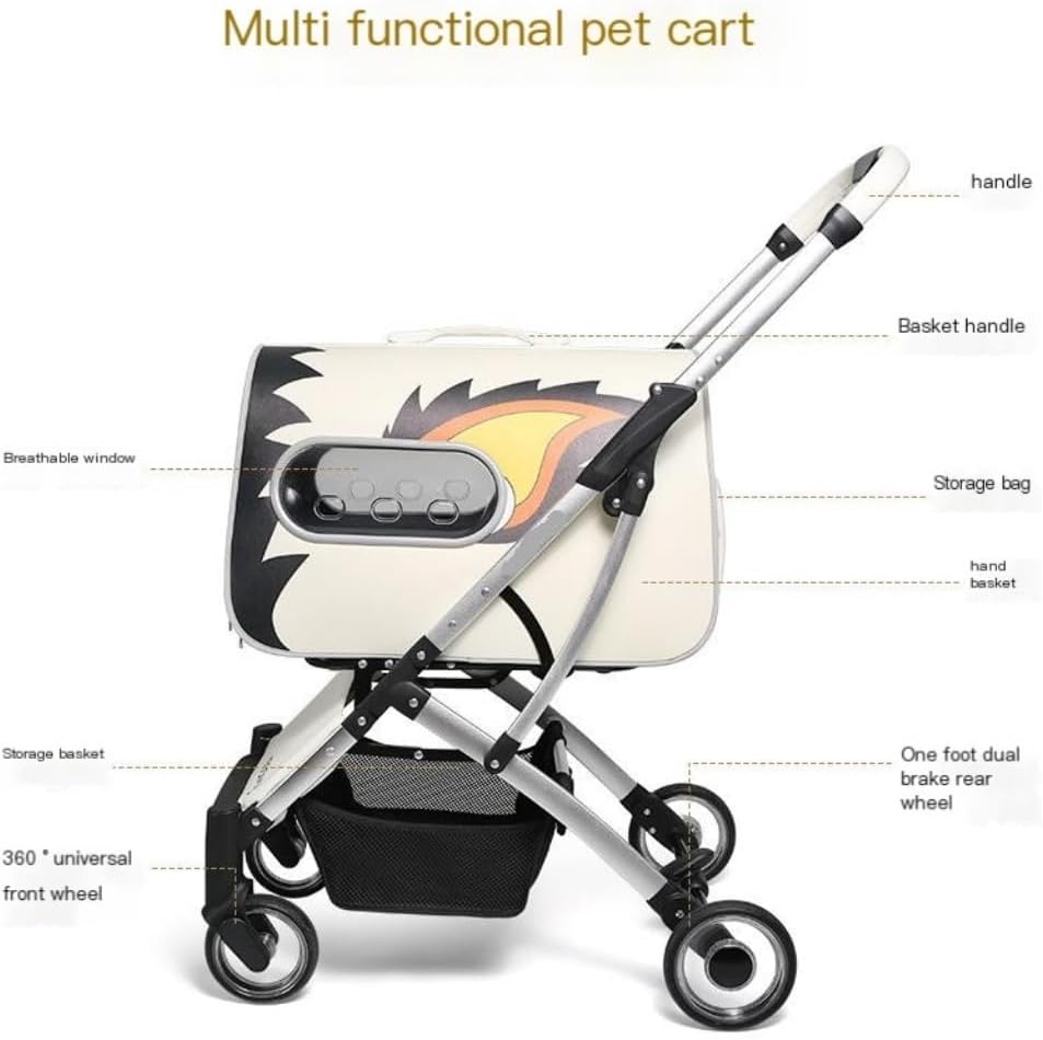 Pet Strolle Pet Stroller for Cats and Dogs, Cute, Lightweight, Foldable Cat Bag Type Small and Medium-Sized Pet Stroller Dog Strolle(X)
