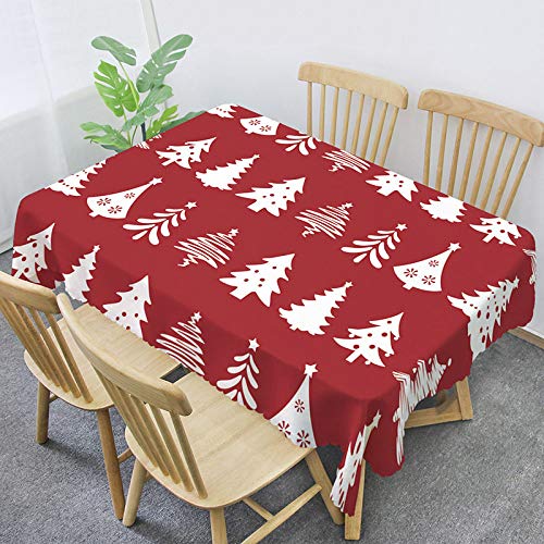 Mantel Mesita Salon,Mantel Navideño Moderno Con Estampado De Árbol De Navidad Creativo, Rectángulo Rojo, Mantel Impermeable, Manteles Antimanchas Para Fiestas Para Interiores, Barbacoa, Picnic Al Cover