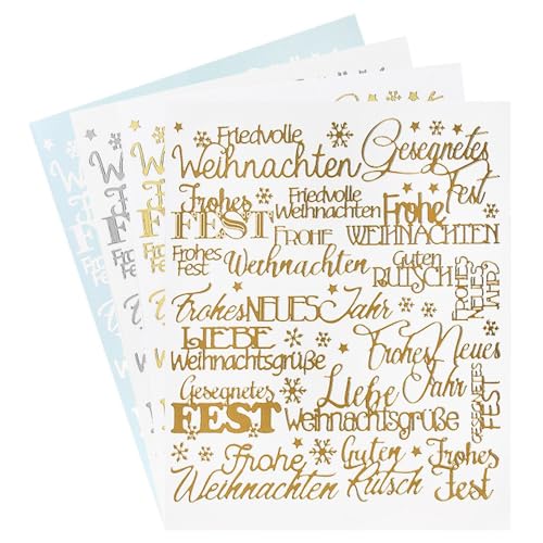 Ideen mit Herz Sticker Handlettering Art | Aufkleber | Verschiedene Schriftzüge zur Hochzeit Liebe Trauer Weihnachten Ostern uvm. | Jeweils 4 Bogen à 20 x 23 cm (Weihnachten)