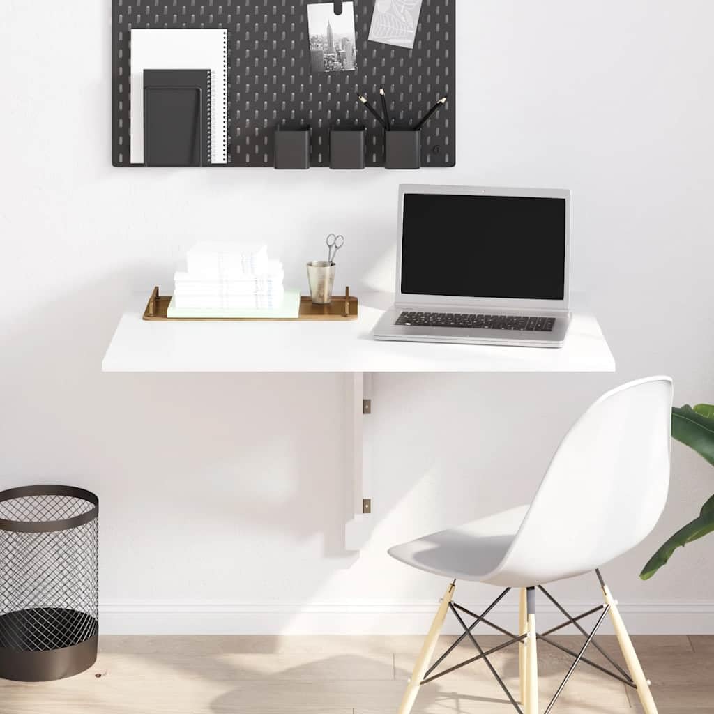 vidaXL Mesa de Pared Plegable contrachapada Blanco Brillo 100x60x56 cm