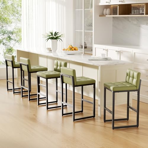 Image of Bar Stools, Modern Counter Height Bar Stools with Back, 24 inch Green