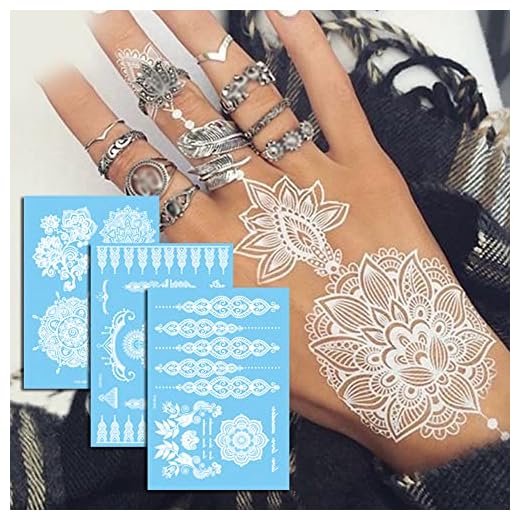 6 Sheets Henna Temporary Tattoos, Bride Wedding Tattoos Stickers, Indian Style Body Painting Decoration Removable Fake Tattoos Henna Tattoo Kit Body Art Stickers