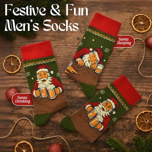 Secret Santa Socks - Funny Christmas Socks for Men - Size 7-12 - Funny Novelty Gift - Perfect Xmas Present - Men's Stocking Filler - Image 3
