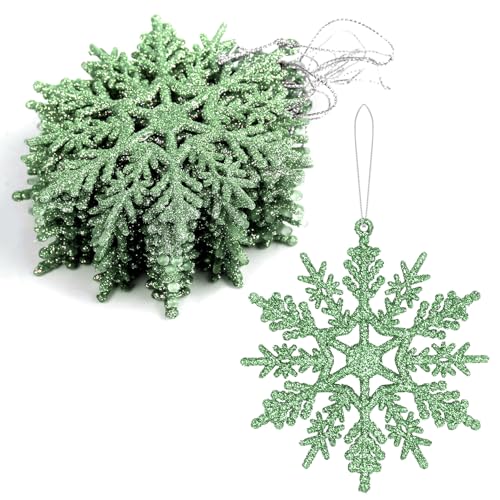 DERAYEE 12 Stück Schneeflocken Weihnachten Deko,Glitter Hängende...