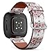 CJBROES Replacement Leather Watch Band, Compatible with Fitbit Versa 3 and Fitbit Sense of Wristband Bracelet Accessory - Isolated Border Pink