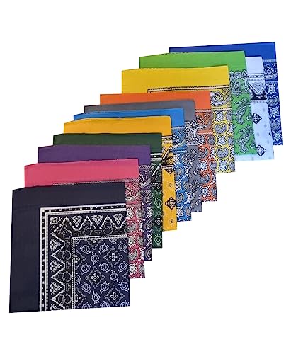 Accesorios, Music Paliacates, Pañuelo,Bufanda, Bandanas para la cabeza, 100% Algodón Varios Modelos, 12 Piezas (Mixto)
