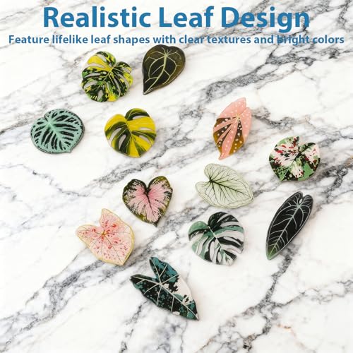 12 imanes decorativos en forma de hoja para nevera miniatura 3