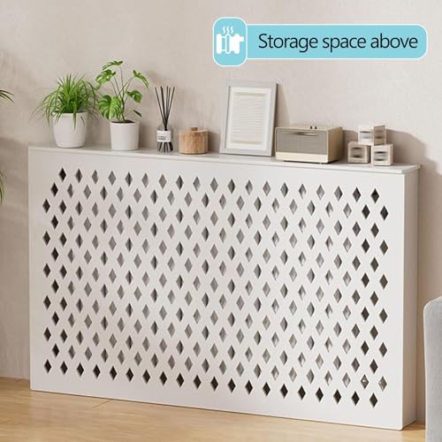 Mueble cubreradiador blanco para salones modernos con rejilla 8