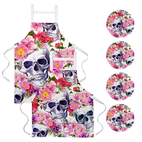 Tablier de cuisine pour pâtisserie et nettoyage de la maison style floral rose