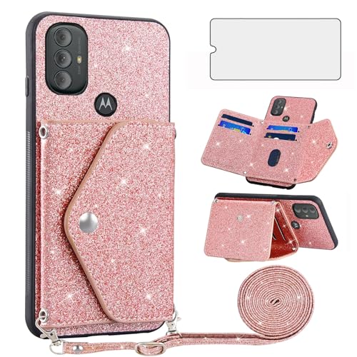 Housse portefeuille Motorola Moto G Play 2023 rose avec porte-cartes et protection écran