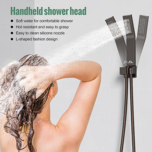 Rain Shower Faucet System Set: Rainfall Shower Faucets Sets Complete Shower Combo Set, Wall Mounted Modern Luxury Shower Systems With Rain Shower And Handheld Shower Mixer Valve, Oil Rubbed Bronze #TOP4