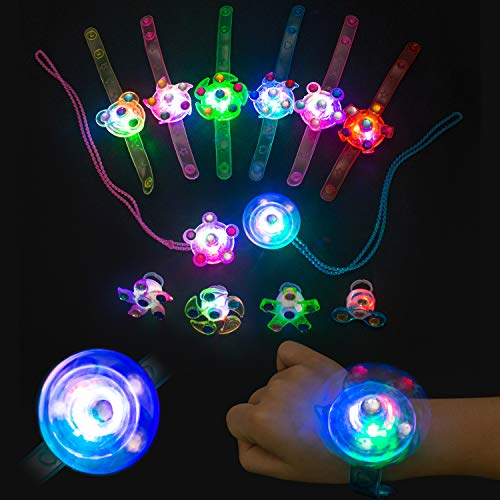 AMASKY LED Light Up Toys Glow in The Dark Party Favors for Kids Birthday Prizes Box Toys for Boyys Girls Bracelets Rings Necklaces(12 Packs)