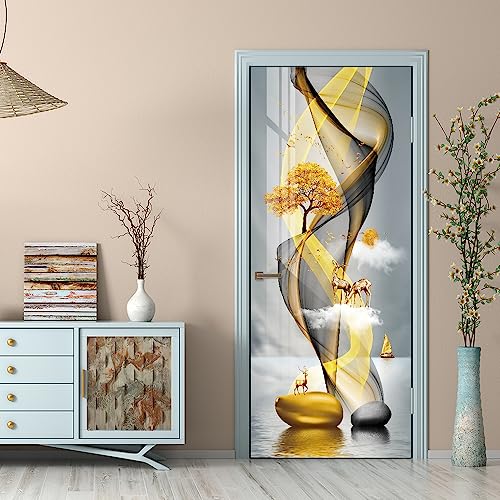 workid 3D Türtapete Türfolie selbstklebend TürPoster PVC Türaufkleber Fototapeten-Pflaumenhirsch 77x200 MTHP-09