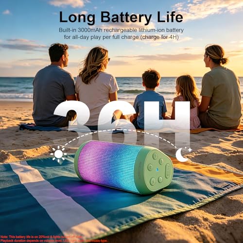 Bluetooth Speaker, 20W HD Stereo Loud Sound, Portable Wireless, RGB Light, 36H Playtime, TWS Surround Pairing, IPX4 Waterproof, BT5.3, Built-in Mic, for Outdoor, Home, Party, Camping, Electronic Gifts — view 4