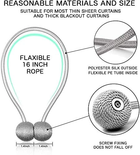 Miniatura 2 de Alzapaños magnéticos fuertes para cortinas, soportes decorativos para cortinas tejidas, hebillas y cuerdas para cortinas (dorado, 4 unidades)