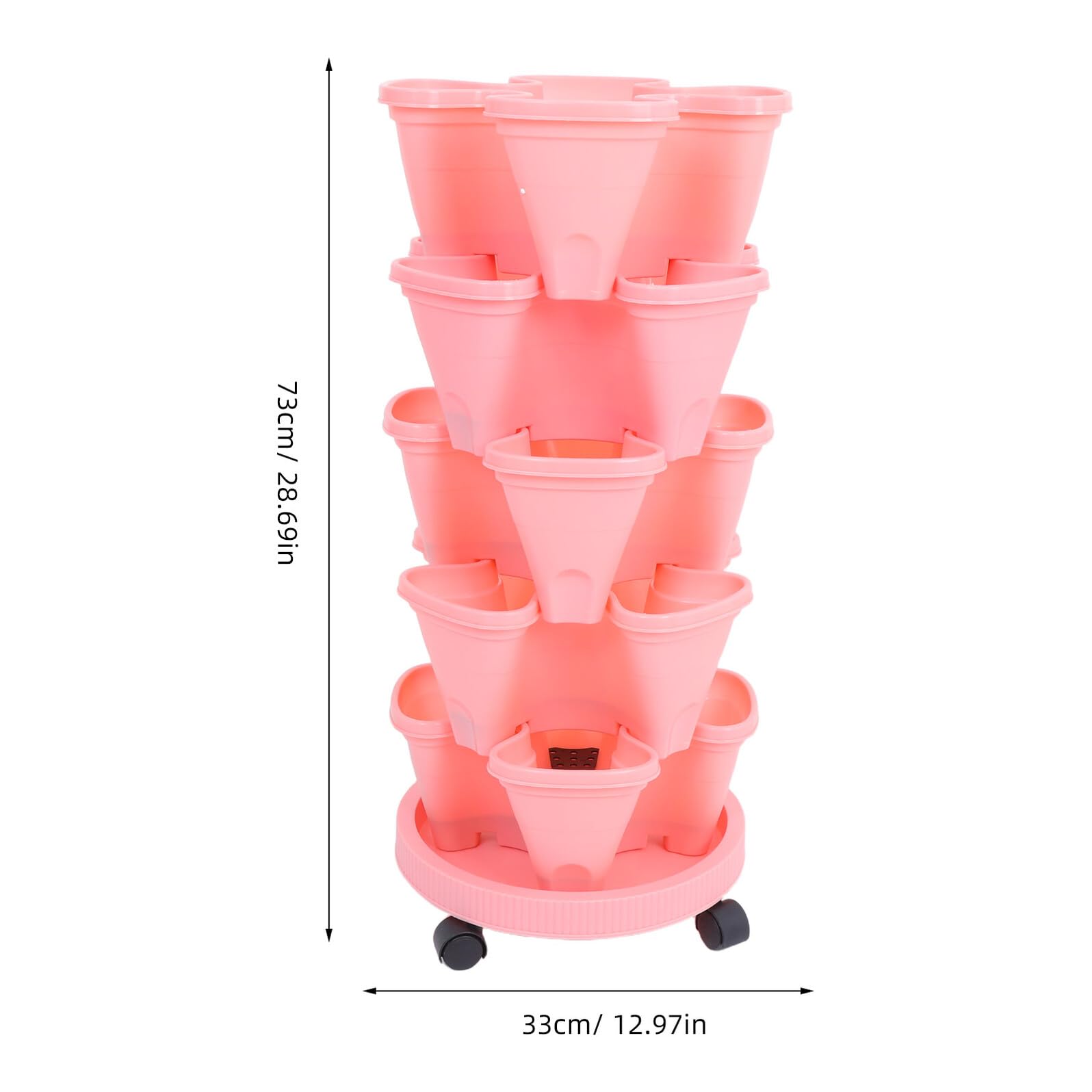 ibasenice Jardinière Empilable 6 Pièces en Plastique Rose Tour de Jardinage Verticale Multifonction pour Fraisiers et Plantes d'Extérieur Pots à Fleurs Modulables pour Terrasse et Balcon