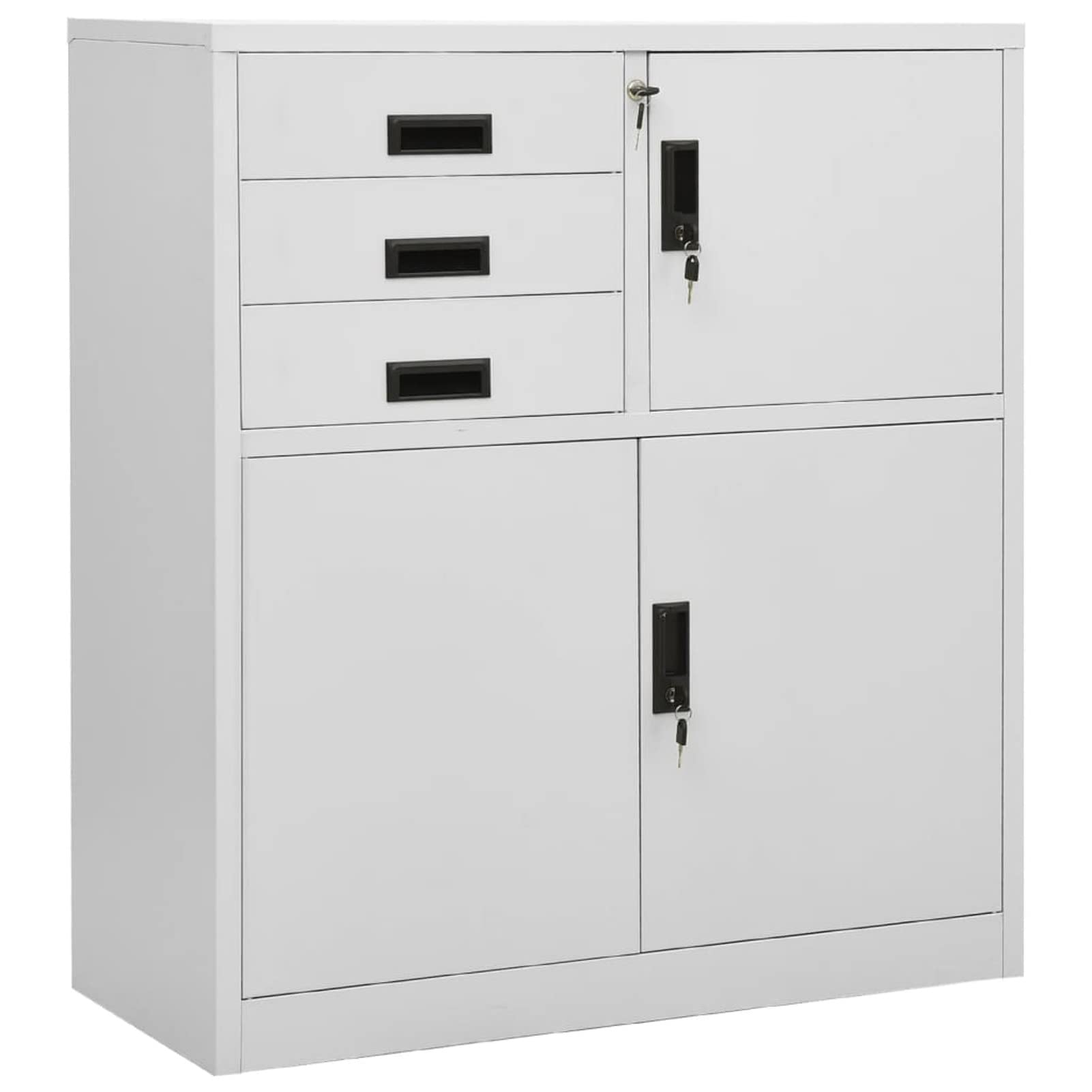 DJEKA Aktenschrank Abschließbar Metallschrank Büroschrank Werkstattschrank Mehrzweckschrank Stahl-Hellgrau-90x40x102 cm