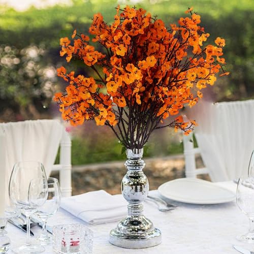 Flores artificiales de paniculata naranja para jarrones juego de 8 piezas de 48 cm 7