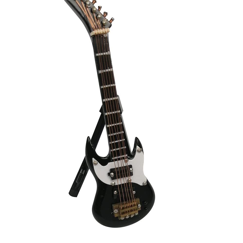 Guitare électrique miniature noire en bois ALANO de 10 cm idéale pour décorer votre studio