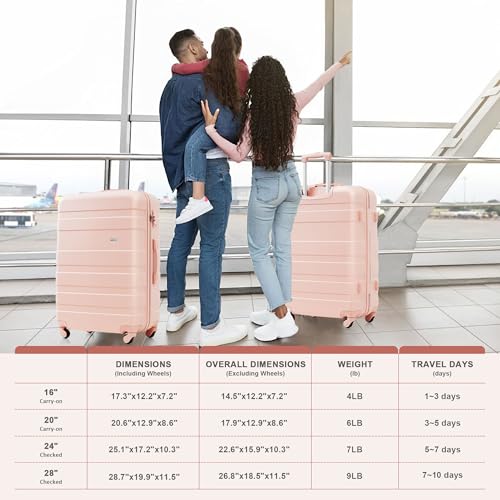 Image of 5 Piece ABS Hardshell Luggage Sets Spinner Wheel Suitcase TSA Lock Suitcases