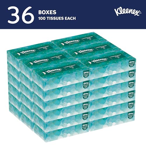 Kleenex Professional Facial Tissue, Bulk (21400), 2-Ply, White, Flat Boxed Format, Designed for Business (100 Tissues/Box, 36 Boxes, 3,600 Sheets/Case) by Kleenex - Image 2