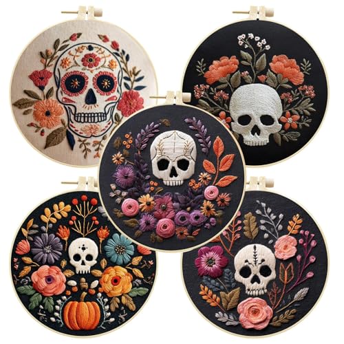 Broderie de crâne Halloween pour une soirée créative et cocooning à la maison
