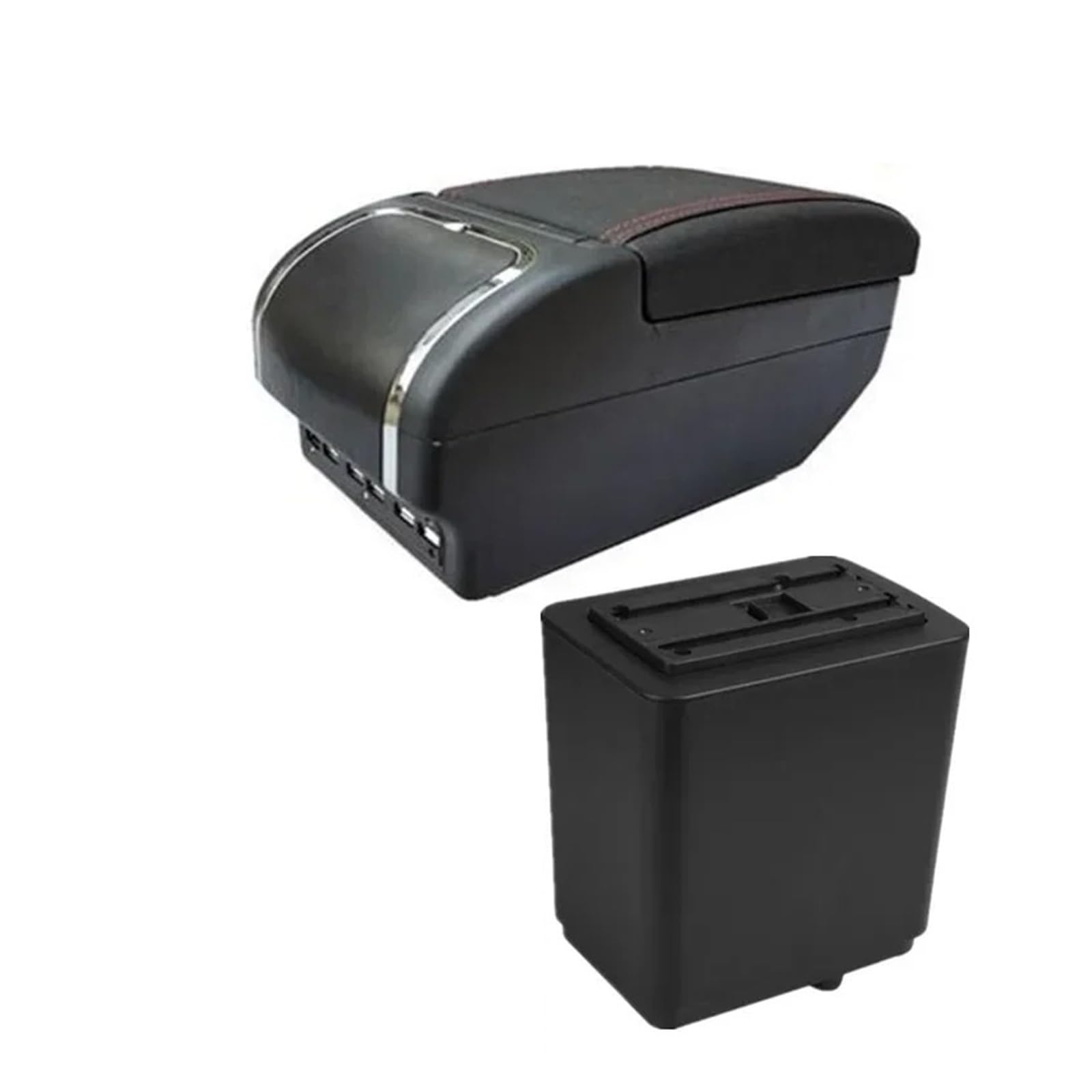 GBGWRMRYX Center Armrest Box For Peugeot For Partner For Tepee Car Armrest Box Dedicated Retrofit Storage Box Interior Accessories Arm Rest(E red line 9USB)