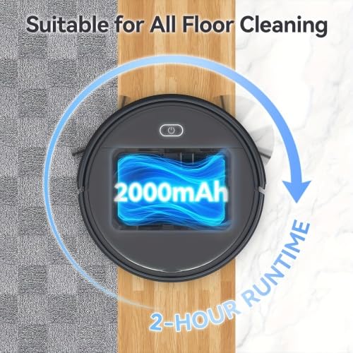 Mini Saugroboter 9000Pa mit Wischfunktion, 3-in-1 Staubsauger Roboter für Auto Haushalt Teppich, ultraflach 7,2 cm mit Fernbedienung, 2000mAh 100 Min Laufzeit, Anti-Sturz & Hindernisvermeidung, grau