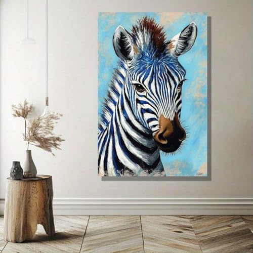 Peinture zèbre bleu lianyibo : habillez un mur vide de salon