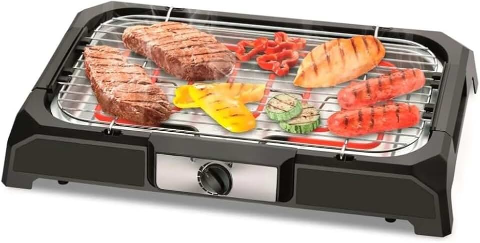 Grelhador elétrico de 1800 W, robusto e resistente, ideal para churrascos em casa, para uso no interior e no exterior