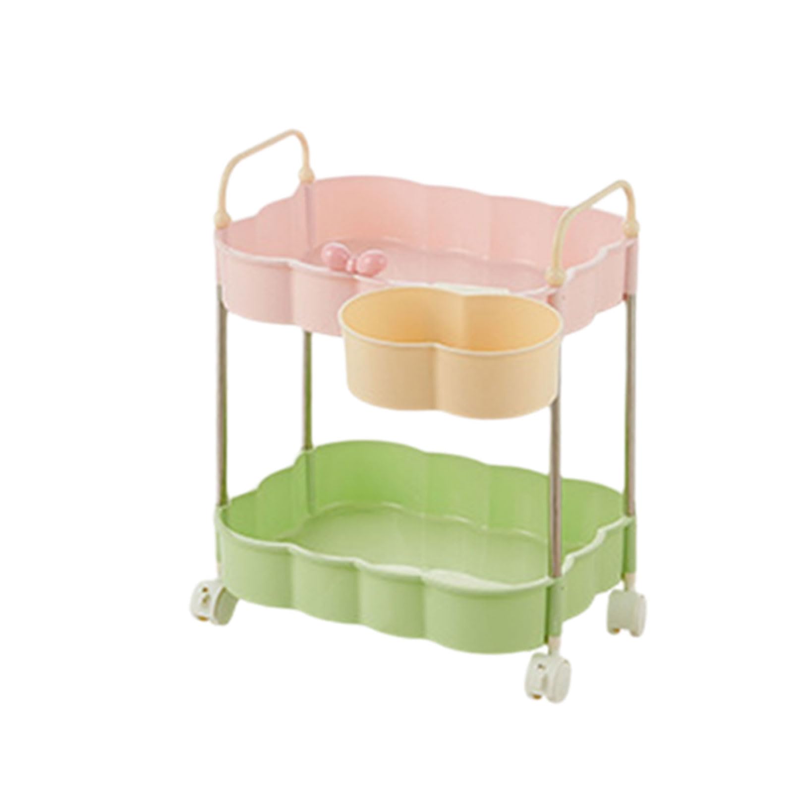 Portable 2/3 / 4 Shelves Utility Cart with Large Capacity Baskets and Lockable for Home Laundry Room Storage Storage Cart