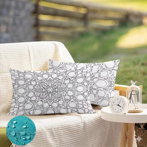 Oreiller Canapé Motif Impression Double Face Imperméable Blanc - 4