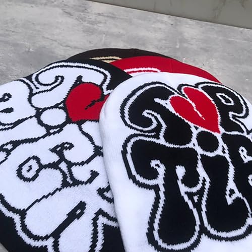Image of yolrdiw 4 Pieces Y2k Beanie Letter Graphics Knitted Hat Winter Warm Skull Cap for Women Men
